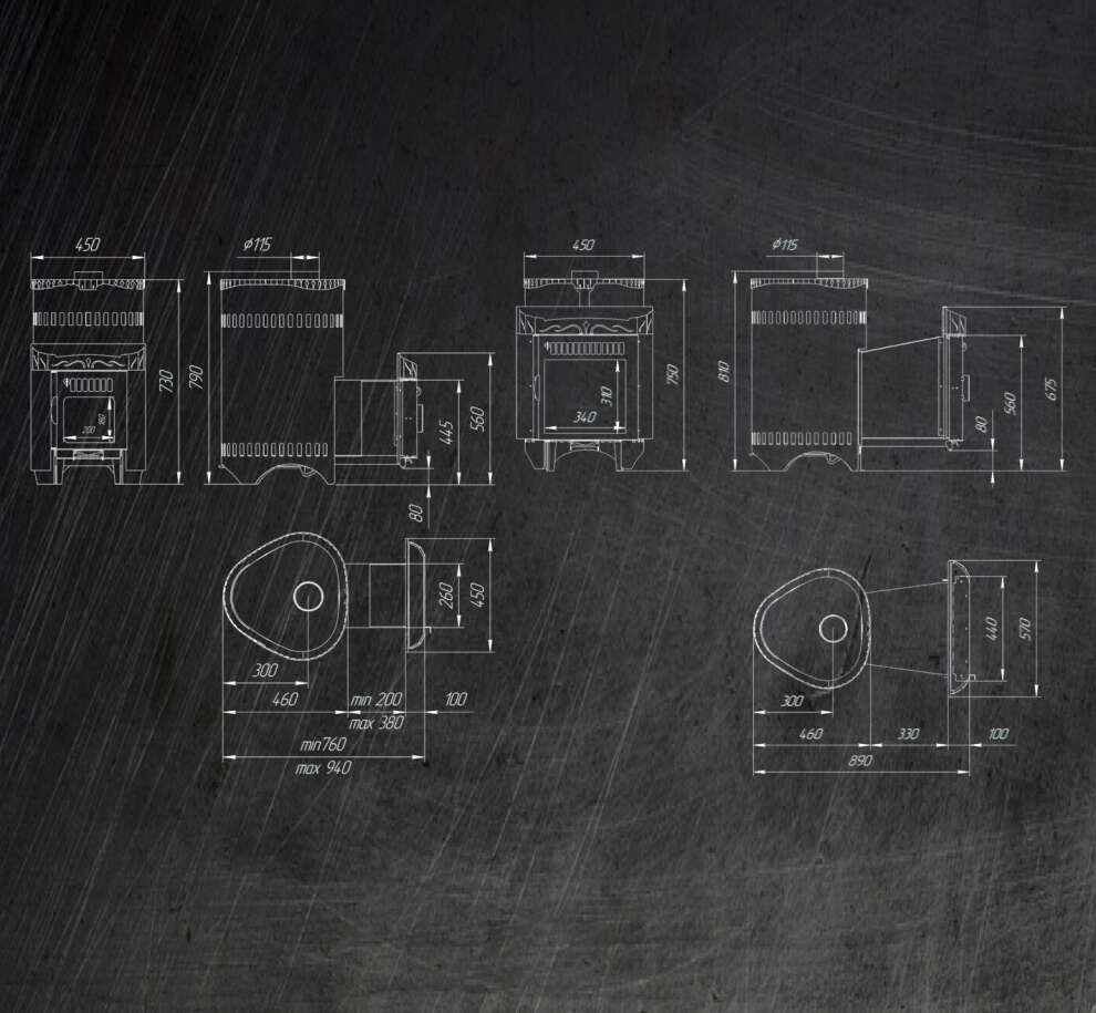 Малютка печь отопительная для живого дома 910х1170мм